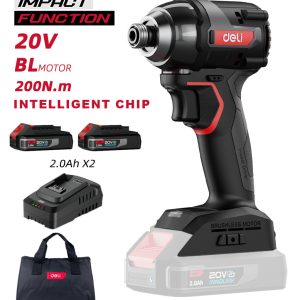DELI παλμικό κατσαβίδι μπαταρίας DE-QZ20-1D2, Brushless, 20V, 2x 2Ah, 200N.m