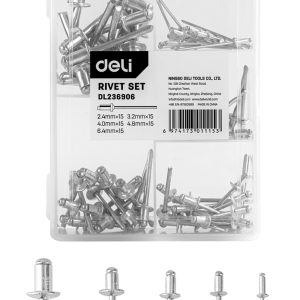 DELI σετ πριτσίνια DL236906, χάλυβας άνθρακα, 2.4-6.4mm, 75τμχ