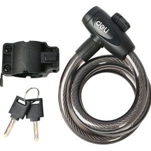 DELI κλειδαριά ποδηλάτου με κλειδί DL508062, Φ12mm, 1m, μαύρη