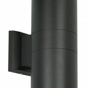 POWERTECH φωτιστικό τοίχου HLL-0190 για 2x GU10 λάμπες, μεταλλικό, IP65, μαύρο