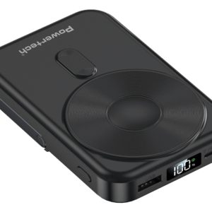 POWERTECH power bank με οθόνη PT-1416, 10000mah, magnetic wireless, 22.5W, μαύρο
