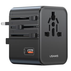 USAMS φορτιστής/αντάπτορας πρίζας CC309, USB & 2x USB-C, universal, 25W, μαύρος