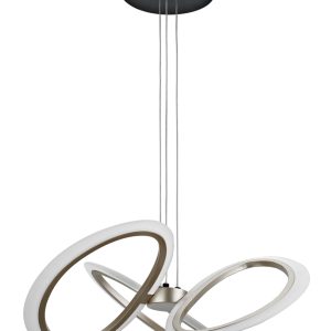 POWERTECH LED φωτιστικό οροφής HLL-0205, 40W, 4000K, Φ53x120cm, οπάλ χρυσό/μαύρο