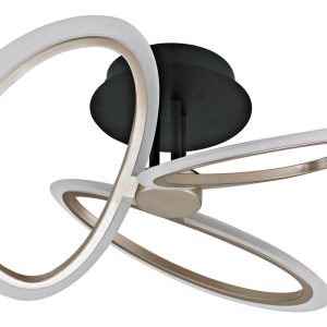 POWERTECH LED φωτιστικό οροφής HLL-0206, 40W, 4000K, Φ53x26cm, οπάλ χρυσό/μαύρο