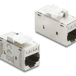 DELOCK Keystone module RJ45 90989, θηλυκό σε θηλυκό, Cat 6A STP, ασημί