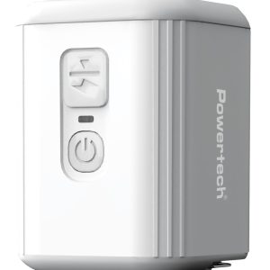 POWERTECH μίνι τρόμπα PT-1553 με φακό, 5W, επαναφορτιζόμενη, λευκή