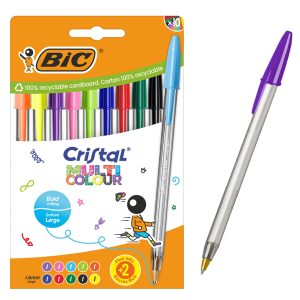 BIC στυλό διαρκείας ballpoint Cristal Multicolour, 1.6mm μύτη, διάφορα χρώματα, 10τμχ