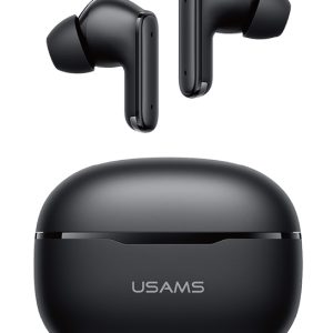 USAMS earphones με θήκη φόρτισης E05, True Wireless, BT 6.0, μαύρα