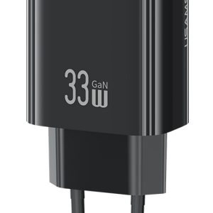 USAMS φορτιστής τοίχου CC317, USB & USB-C, 33W, GaN, μαύρος
