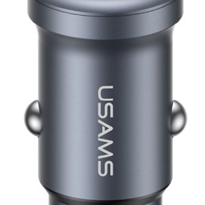 USAMS φορτιστής αυτοκινήτου CC322, USB & USB-C, 30W, γκρι