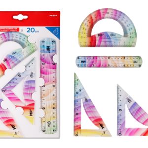 MP σετ πλαστικοί χάρακες PA159P, εύκαμπτοι, διάφανοι/πολύχρωμοι, 4τμχ