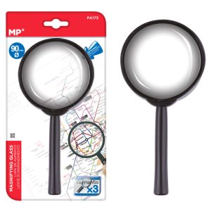 MP μεγεθυντικός φακός PA173, x3, 90mm, πλαστικός με γυάλινο φακό, μαύρος