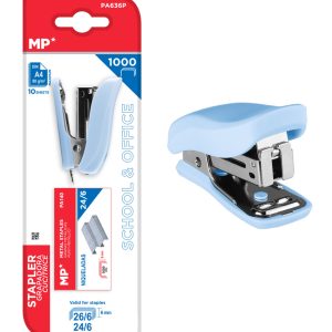 MP mini συρραπτικό PA636P με ανταλλακτικά, 24/6 - 26/6, 10 φύλλα, μπλε