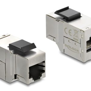 DELOCK Keystone module RJ45 90835, θηλυκό σε θηλυκό, Cat 6A STP, ασημί