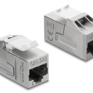 DELOCK Keystone module RJ45 91122, θηλυκό σε θηλυκό, Cat 6A STP, ασημί