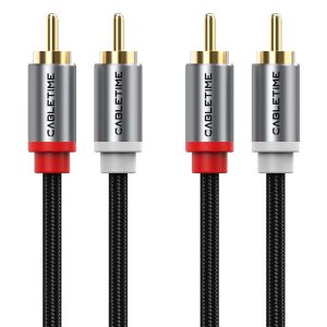 CABLETIME καλώδιο ήχου 2x RCA σε 2x RCA CT-RCA, 1m, μαύρο