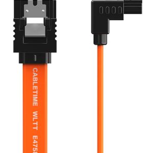CABLETIME καλώδιο SATA III CT-SATA3R, γωνιακό, 6Gbps, 0.50m, πορτοκαλί