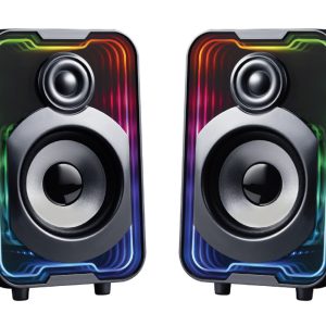 POWERTECH ηχεία PT-1575 με RGB φωτισμό, 2x 5W, Bluetooth & USB/USB-C, μαύρα