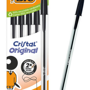 BIC στυλό διαρκείας ballpoint Cristal Original, 1mm μύτη, μαύρο, 5τμχ