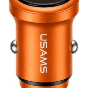 USAMS φορτιστής αυτοκινήτου CC322, USB & USB-C, 30W, πορτοκαλί