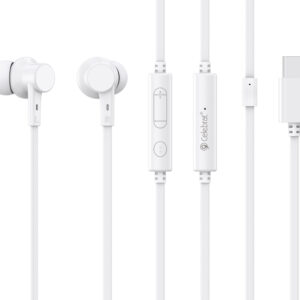 CELEBRAT earphones με μικρόφωνο G40, USB-C σύνδεση, 10mm, 1.2m, λευκά