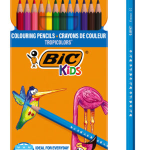 BIC σετ χρωματιστές ξυλομπογιές Kids Tropicolors, εξάγωνες, 12τμχ