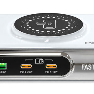 POWERTECH σταθμός φόρτισης PT-1624, 2x USB/2x USB-C/wireless, 72W, λευκός