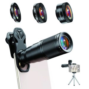 APEXEL σετ φακών για smartphone 22X105-4IN1 με τρίποδο, 4 σε 1, 22x zoom
