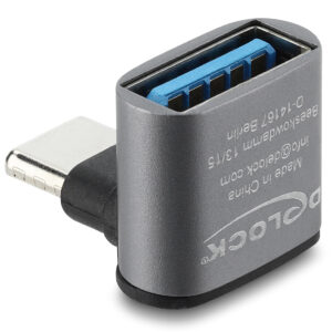 DELOCK αντάπτορας USB-C σε USB 67425, γωνιακός, 10Gbps, 60W, γκρι