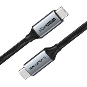 CABLETIME καλώδιο USB-C CT-C160-PU31-CMCM2, USB 3.2, 100W, 20Gbps, 4K, 1.5m, μαύρο