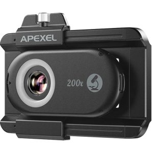 APEXEL φακός μικροσκόπιο για smartphone APL-MS200, 200x zoom, LED/UV