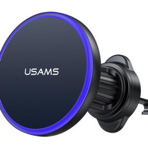 USAMS ασύρματος φορτιστής & βάση smartphone αυτοκινήτου CD277, αεραγωγών, 15W, μαύρος