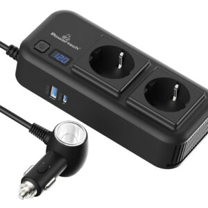 POWERTECH inverter αυτοκινήτου PTL-029, 200W, 12V/24V DC σε 2x 110V/220V AC, με 2x USB-C/2x USB