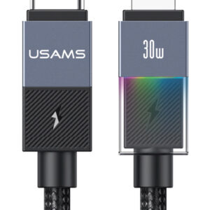 USAMS καλώδιο Lightning σε USB-C SJ776, 30W, 480Mbps, 1.2m, μαύρο